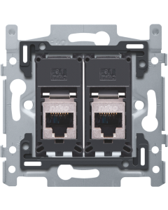 2 RJ45 STP CAT. 6A, VLAK, INCL. INBOUWRAAM 60X71 MET SCHROEF