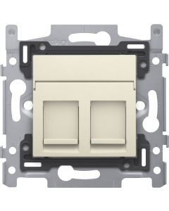 2 RJ45 STP CAT. 6A, VLAK, SOKKEL 60X71 SCHROEF, AFWERKING CREAM