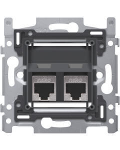 2 RJ45 STP CAT. 6A, SCHUIN, INCL. INBOUWRAAM 60X71 MET SCHROEF