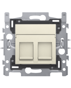 2 RJ45 STP CAT. 6A, VLAK, SOKKEL 60X71 KLAUW, AFWERKING CREAM